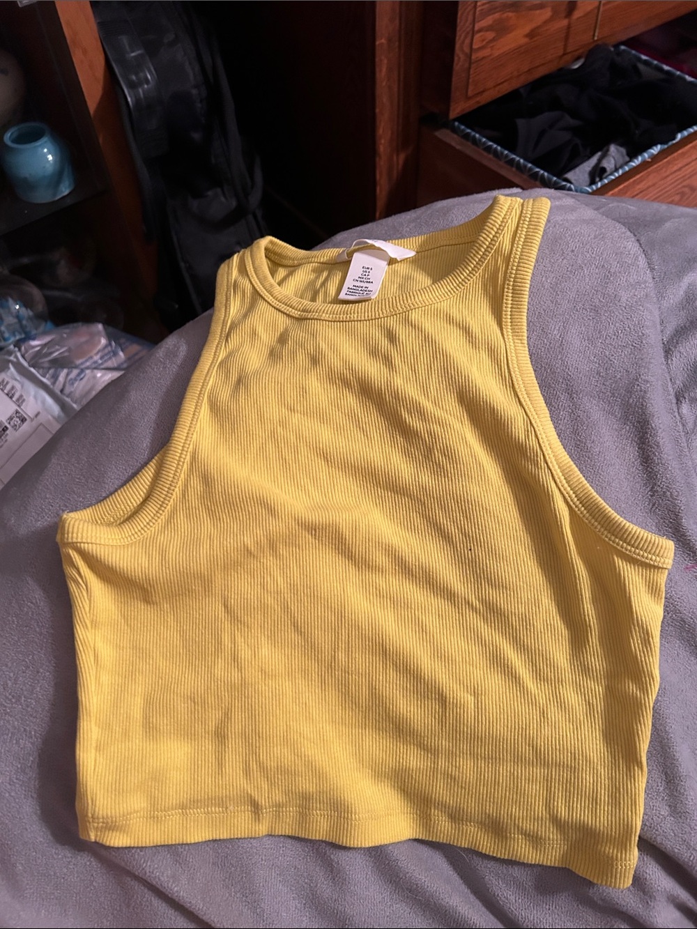 H&M Yellow Ribbed Crop Tank Top